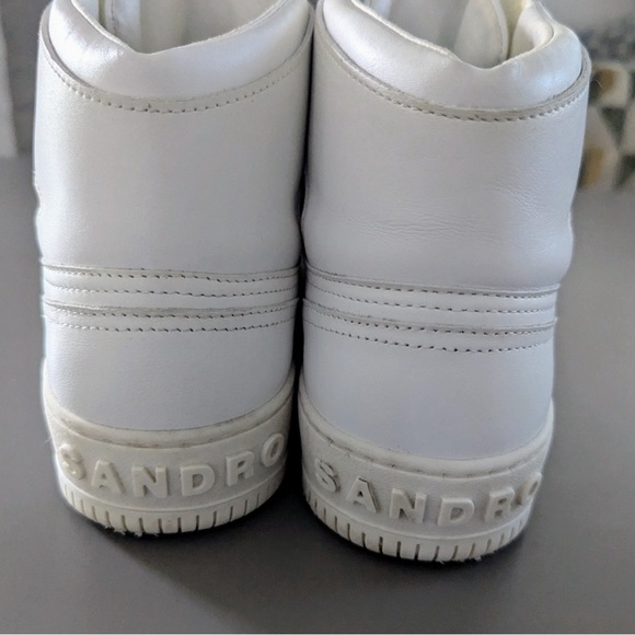 Men’s Sandro Paris authentic size 43 white genuine leather/rubber sole sneaker - Picture 5 of 10